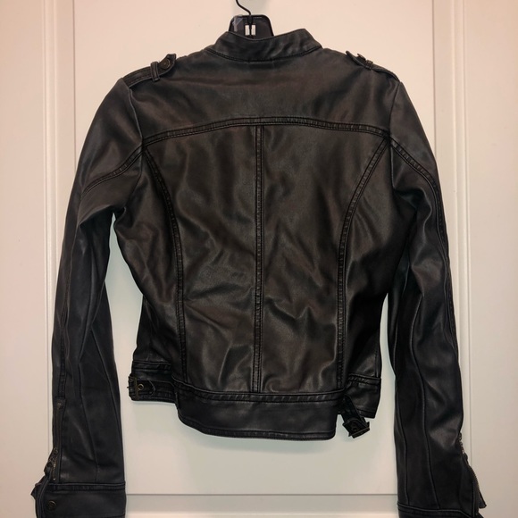 Moto Gray Pleather Motorcyle Jacket Small - Picture 2 of 5